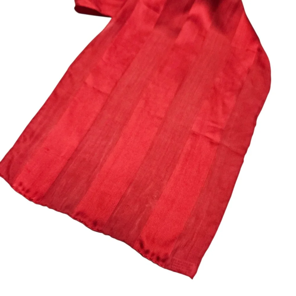 Elaine Gold Scarf Womens OS Red‎ Silk Striped Elegant Classic Luxury Accessory